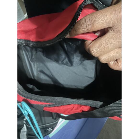 Nike Red Gym/Duffle Bag Shoulder Strap White Swoosh Black Accent Swirl Pattern - Picture 5 of 6